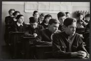 [Students sitting at desks during class, Moscow]