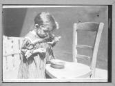 Refugee Paris/French War Orphan Eating Soup Given American Relief