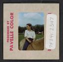 [Mimi Muray riding a horse (travel slide)]
