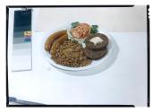 [Hot dogs and baked beans (advertisement)]