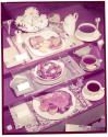 [Three place settings with food]
