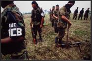 AUC (The United Self-Defences of Colombia), known as the death squad of the right-wing Para-Military group. Training Scene at a military camp, Yondo, Colombia