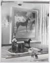 [Whiskey bottle and glasses on table (White Horse)]