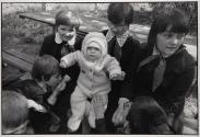 Blind children with sighted baby, School for the Blind # 5, Kiev, Ukraine, USSR