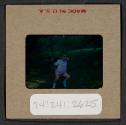 [Mimi Muray on a swing (travel slide)]