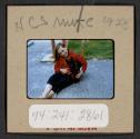 [Mimi Muray and a dog (travel slide)]