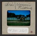 [Nicholas Christopher and Mimi Muray horseback riding (travel slide)]