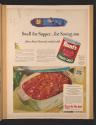 Swell for Supper...for Saving, too Lima Bean Casserole cooked with Hunt's Tomato Sauce (Hunt's, tear sheet from Life)