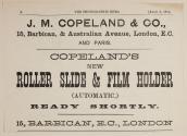 Advertisement for Copeland's Roller Slide & Film Holder