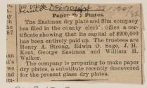 Newspaper clipping discussing paper substitute for glass dry plates
