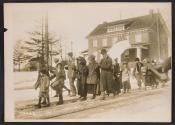 [Group of women, men and children participating in the Suffrage Hike]