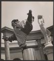 [Chimpanzee and statue]