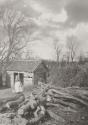 [Woman in farm yard carrying bucket]
