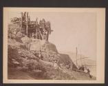 [Workers drawing water from the Nile using saqiya and shadoof]