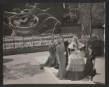 Fashion study: Models on catwalk in Rockefeller Plaza, New York City