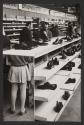 Woman's legs in mirror (shoe display), Warsaw, Poland