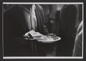 Plate of food for Thanksgiving dinner at a men's shelter, Bowery, New York City