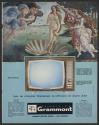 Avec un récepteur Grammont, la television est oeuvre d'Art (Grammont, tear sheet from Paris Match)