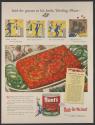 Said the groom to his bride, "Darling, Please - When you bake macaroni and cheese Mix in plenty of Hunt's - For it's one of the stunts That will win you a kiss and a squeeze" (Hunt's, tear sheet)