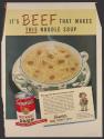 It's beef that makes this noodle soup (Campbell's, tear sheet)