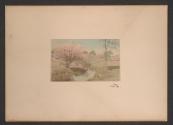 [Scenic with flowering tree and stream]
