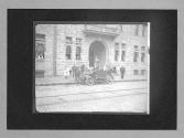 [Men with lion in auto]