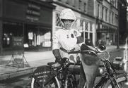 [Mrs. H. G. Smith, Detroit, Michigan (woman with motorcycle)]