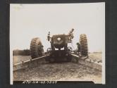 [A low, rear view of 155 mm. Howitzer, M-3, being used on the range in the United Kingdom.  Cannon Co., 11th Inf Regt., 5th Inf Div. Near Annalong, County Down, No. Ireland.]
