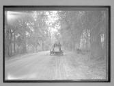 [auto driving down country road]