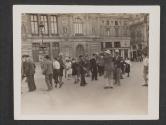 [Frenchmen of the town of Angers celebrate their liberation by burning the Swastika that long flew over their town in the town square. This was freed of German domination by the American drive in Brittany.]