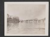 [Bridge over river near the French town of Angers that was damaged by Germans during their retreat in a vain effort to stem the advance of the American troops.]