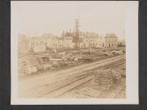 [View of bridge engineer dump set up by 5th Infantry Division in Junglinster, Luxembourg, for use in its push across the Sauer River and Siegfried Line in Germany.  5th Inf Div, Junglinster, Luxembourg]