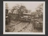 [Weapons carrier ploughs through mud as heavy snows thawed in Luxembourg.  Consdorf, Lux  11th Inf Regt 5th Inf Div TUSA]