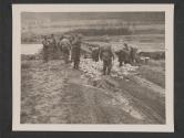 [Approach to treadway bridge across Sauer River is filled with stone from shelled buildings of nearby town. 7th Engrs BN 5th Inf Div Ernzen, Germany.]
