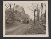 [Tanks fo 5th infantry division, 3rd U.S. Army, in newly taken town of Bitburg, Germany. Town was heavily bombed preceding advance of ground units.  5th Inf Div TUSA]