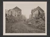 [Rubble lined streets of Bitburg, Germany, heavily bombed before advance of 3rd U.S. Army units into town, first occupied by 5th Infantry Division.  5th Inf. Div TUSA]