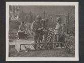 [The sheriff of Castellaun, Germany, waits for the prisoner of war truck, while 5th infantry division, 3rd US Army Infantrymen stack confiscate German rifles. (m) 11th Inf Regt., 5th Inf Div. TUSA, Castellaun, Germany.]