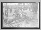 [The wreck of the official pacemaker car of the Glidden Tour in which Samuel M. Butler was killed.]