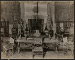 [Interior with suits of armor and fireplace, Harbor Hill, Long Island]