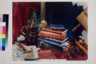 [Harris-Seybold, still life with bookbinding tools]