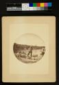 [Man with frying pan, standing on rocks - Thousand Islands]