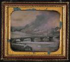 [Burning mills along the river at Oswego, New York]