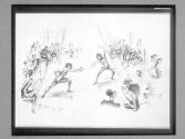 [Drawing of fencing match]