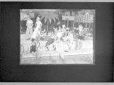 [Red separation negative record for right half of advertisement, Bathing Pool Scene, Ladies Home Journal]