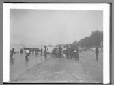 Hauling in nets from beach
