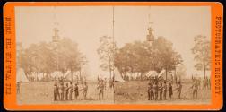 Professor Lowe observing the battle of Fair Oaks, Virginia, from his balloon