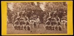 Gymnastic Field Sports of the Gallant 7th. A four story pile of Men.