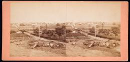Southern portion of Gettysburg, from a position West of the town, near the Theological Seminary.  Culp's Hill in the distance, on the right.