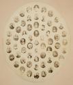 [Sixty-one miniature portraits of Claudet family members in mounted oval print]