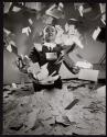 [Man with mail (photograph taken with electronic flash)]
